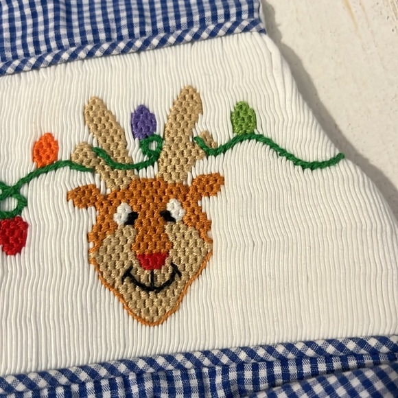 Reindeer Smocked Two Piece Set Size 18 Month - Picture 8 of 9
